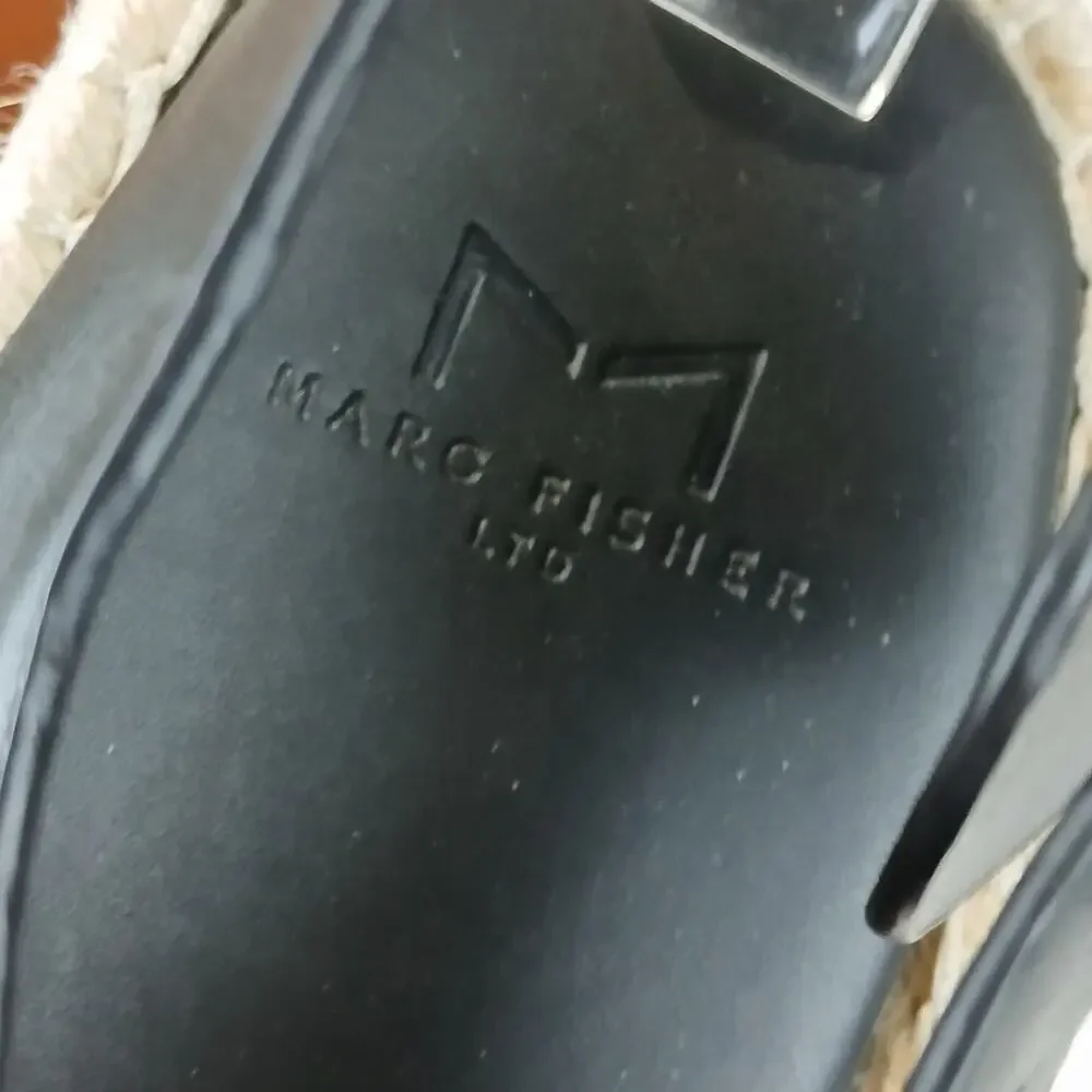 Marc Fisher Tallia Sandals Womens 8.5 Black Leather Espadrille Flats